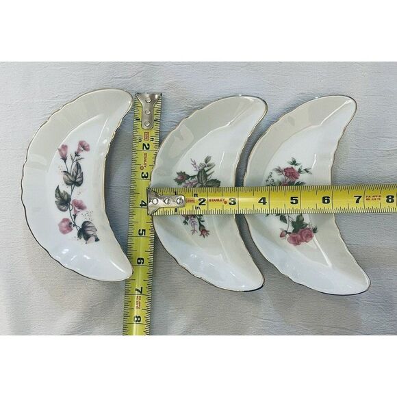 Chadwick Salad Plates Floral Design Half-Moon Shape 7" Set Of 3 Made in Japan - Picture 4 of 5